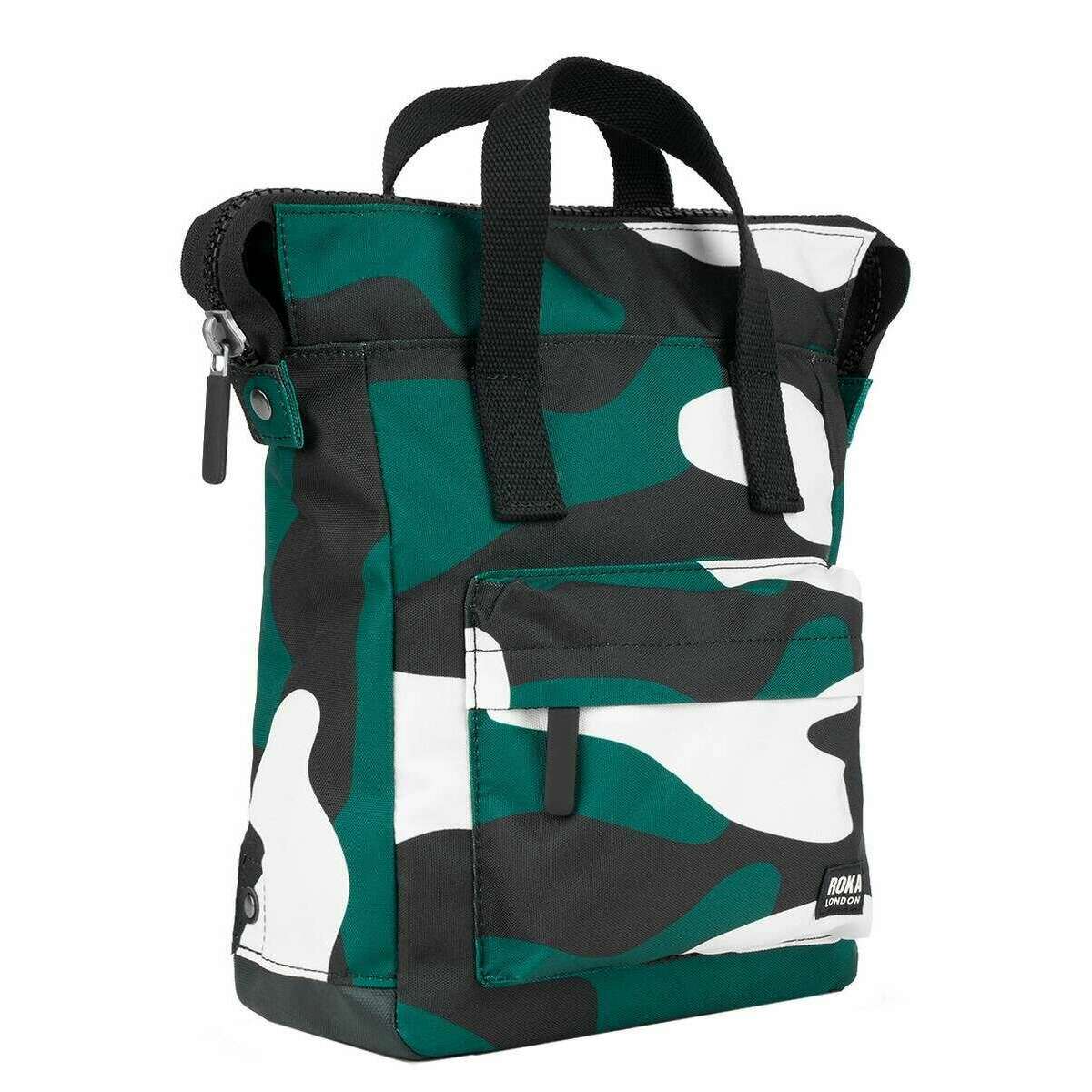 Roka Bantry B Small Urban Rose Camo Recycled Canvas Backpack - Green/White/Black - Image 3