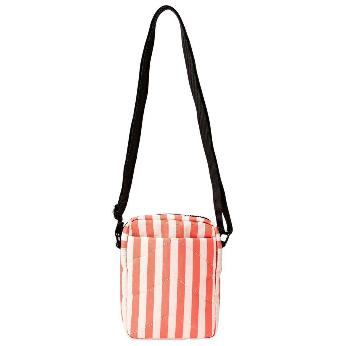 Roka Bond Recycled Canvas Crossbody Bag - Coral Stripe Pink/White - Image 2