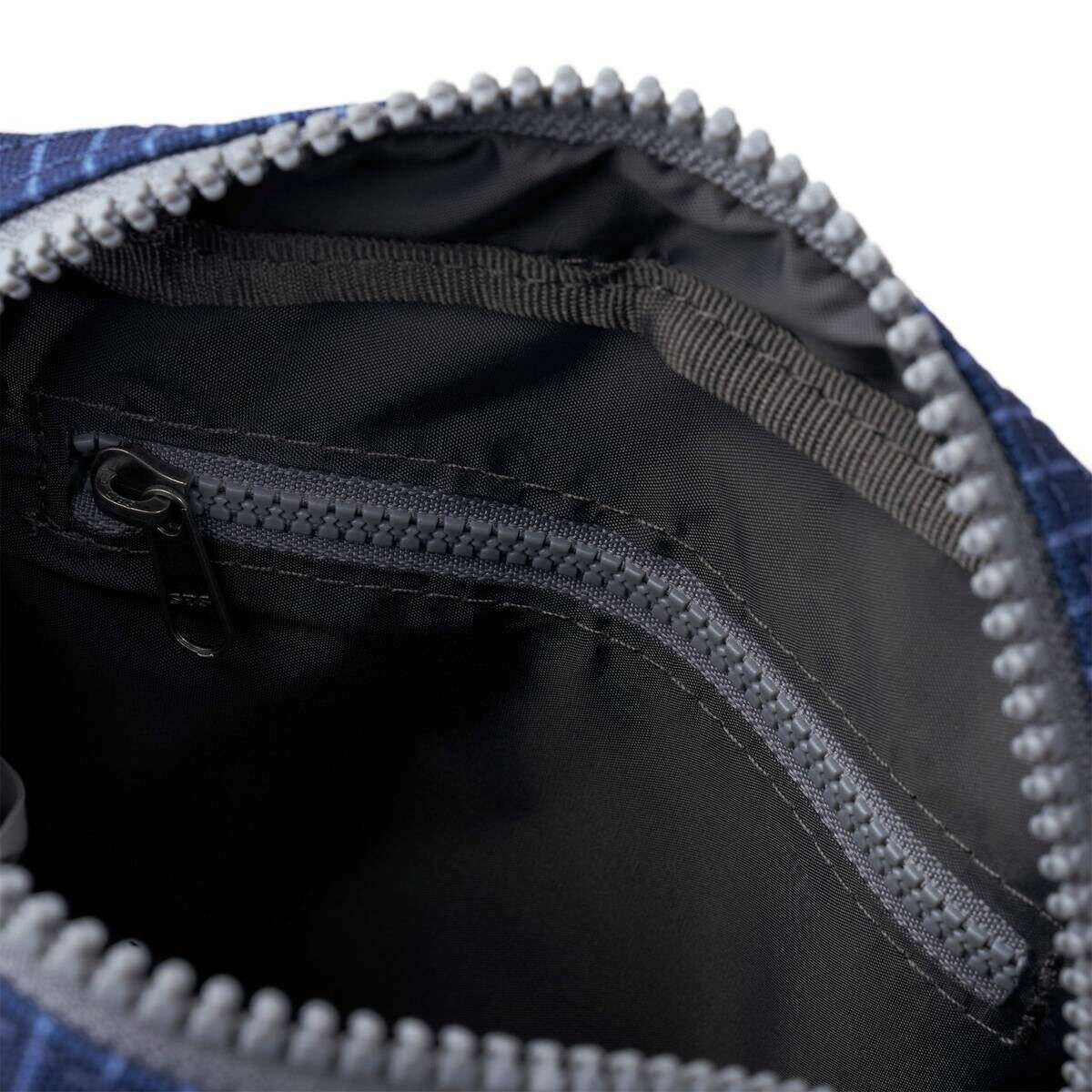 Roka Bond Small Recycled Canvas Crossbody Bag - Dark Denim Pinstripe Blue - Image 4