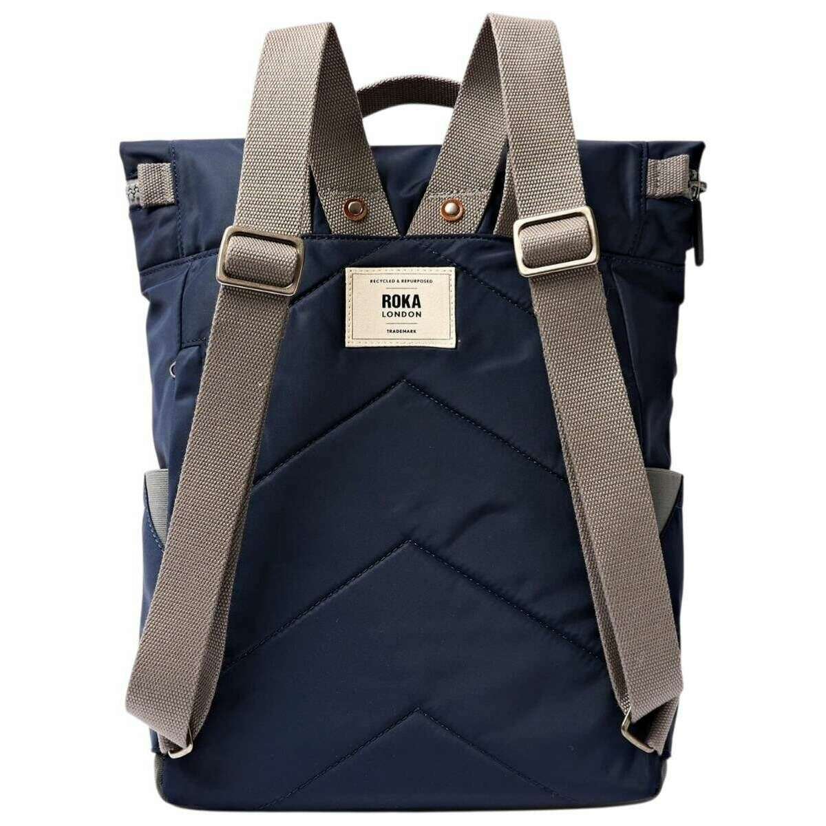 Roka Camden J Medium Recycled Nylon Backpack - Midnight Stripe Navy - Image 2