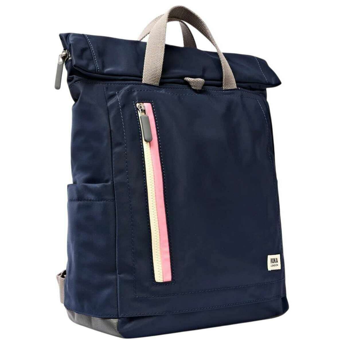 Roka Camden J Medium Recycled Nylon Backpack - Midnight Stripe Navy - Image 3