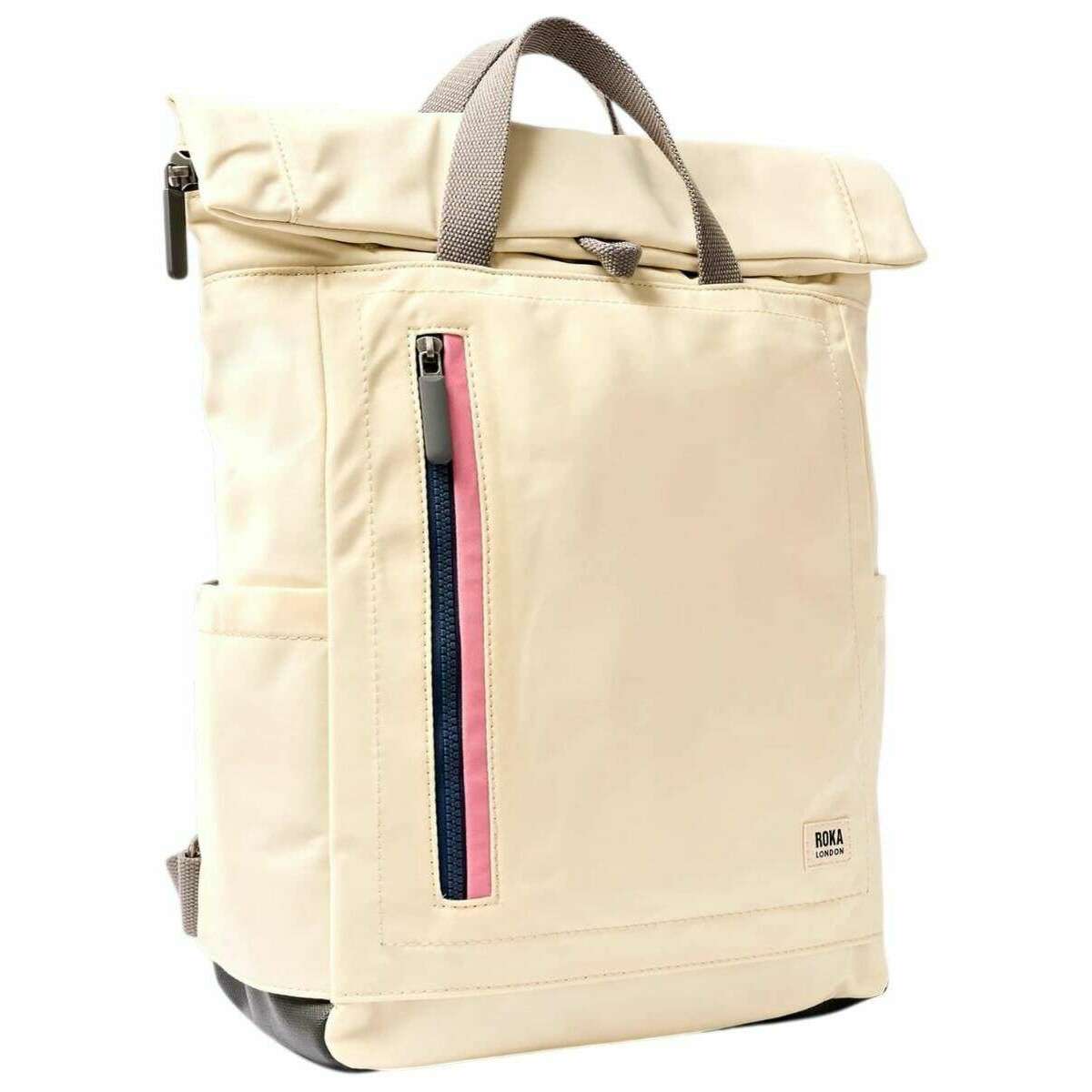 Roka Camden J Medium Recycled Nylon Backpack - Wax Paper Stripe Cream - Image 3