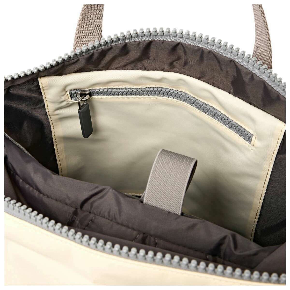 Roka Camden J Medium Recycled Nylon Backpack - Wax Paper Stripe Cream - Image 4
