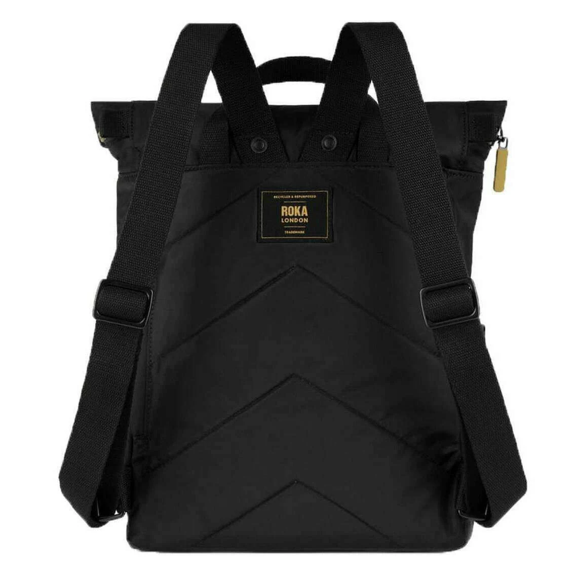 Roka Canfield B Gold Label Medium Recycled Nylon Backpack - Black/Gold - Image 2