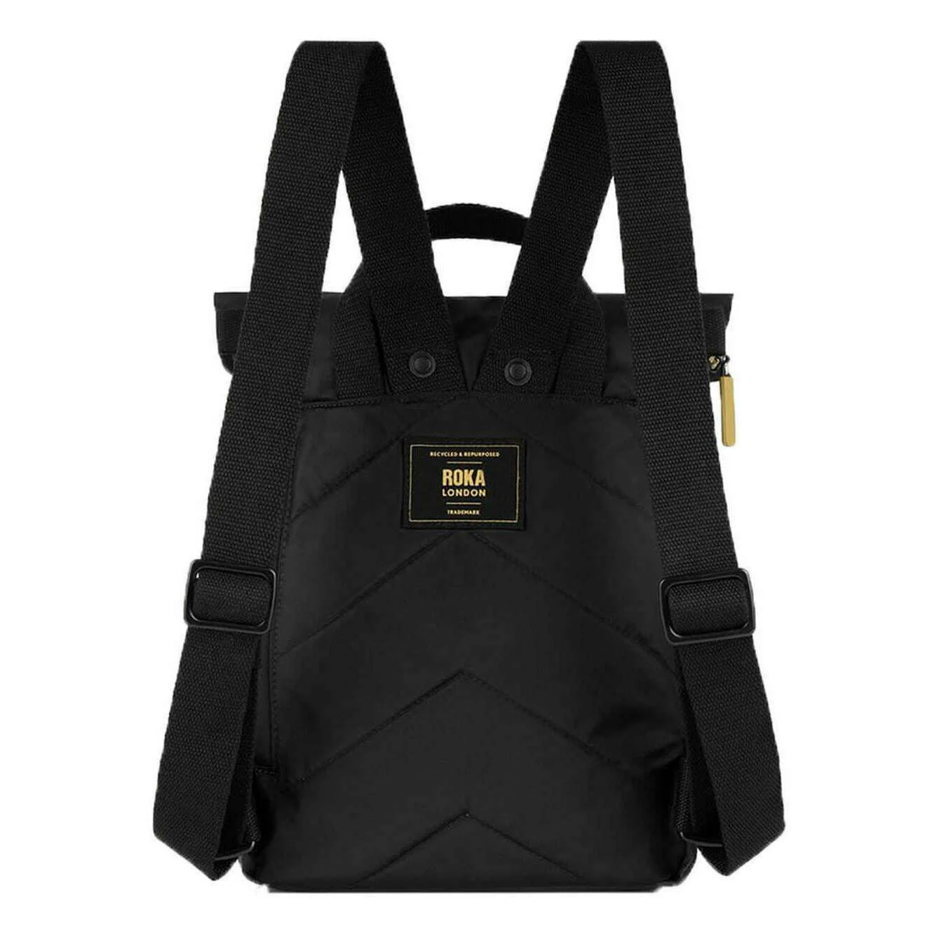 Roka Canfield B Gold Label Small Recycled Nylon Backpack - Black/Gold - Image 2