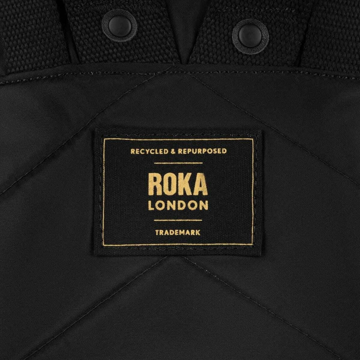 Roka Canfield B Gold Label Small Recycled Nylon Backpack - Black/Gold - Image 7