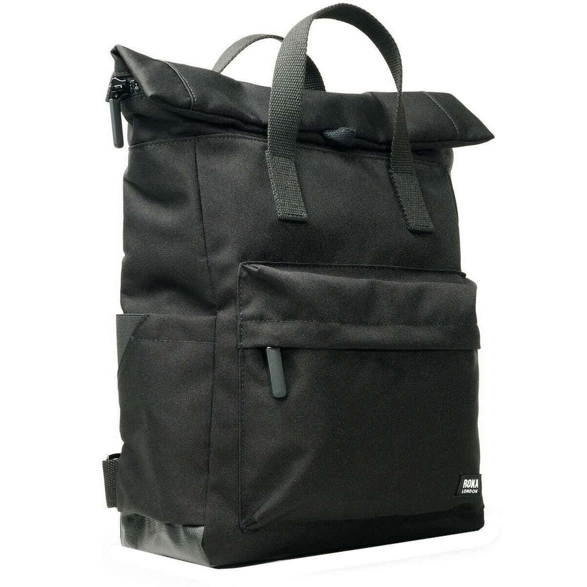 Roka Canfield B Medium All Black Recycled Canvas Backpack - Ash Black - Image 4