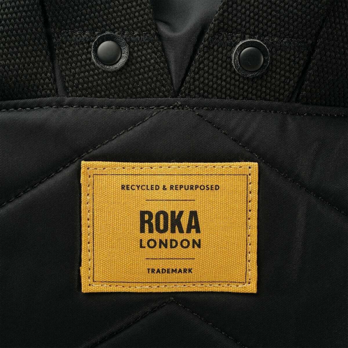 Roka Canfield B Medium All Black Recycled Nylon Backpack - Black/Corn Yellow - Image 7