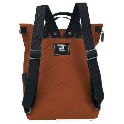 Roka Canfield B Medium Black Label Recycled Canvas Backpack - Bran Brown - Image 2