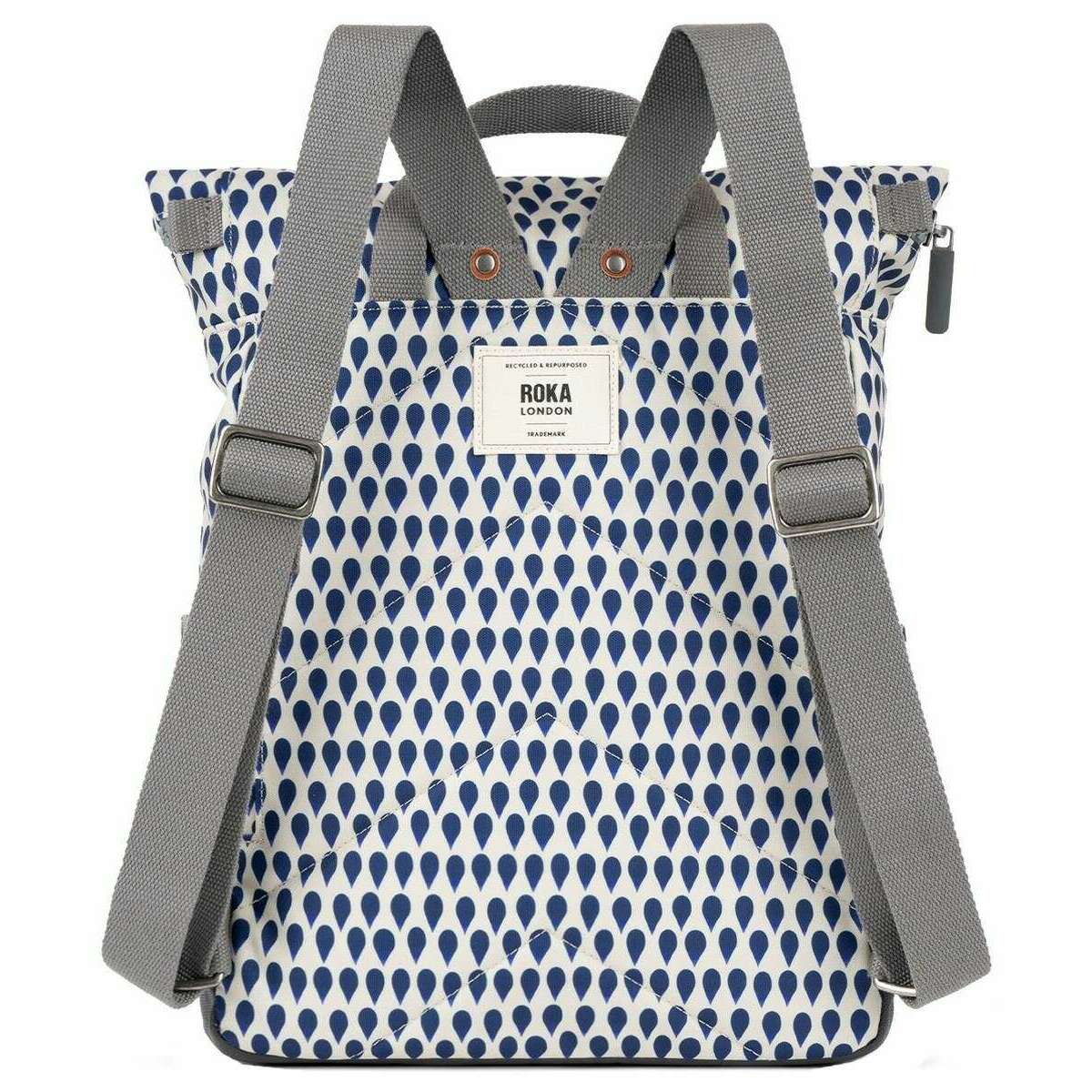 Roka Canfield B Medium Denim Rain Recycled Canvas Backpack - Blue/White - Image 2