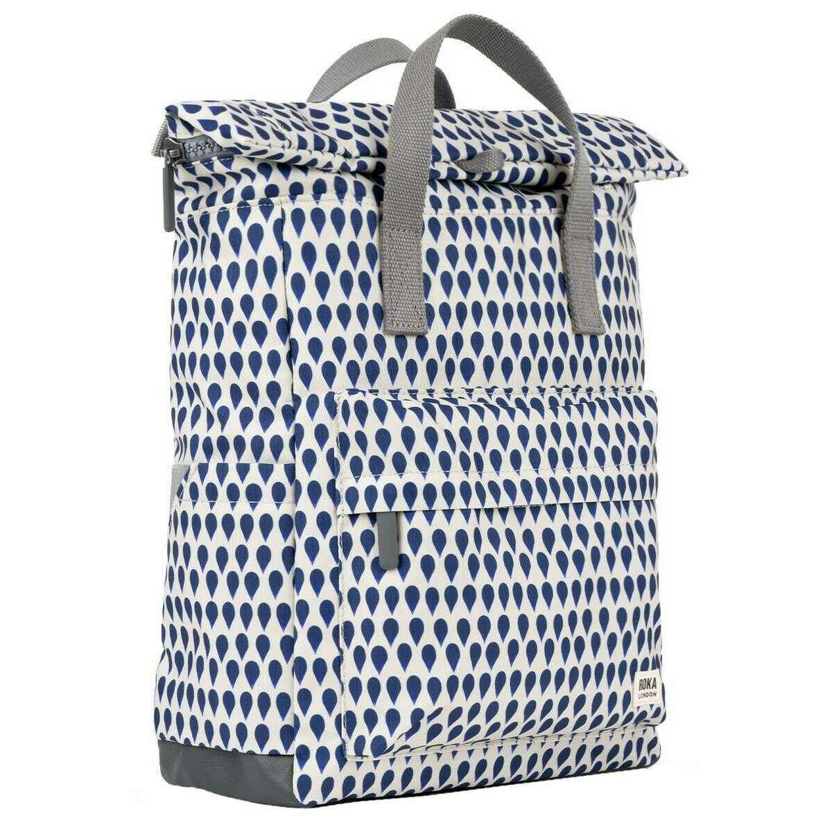 Roka Canfield B Medium Denim Rain Recycled Canvas Backpack - Blue/White - Image 3