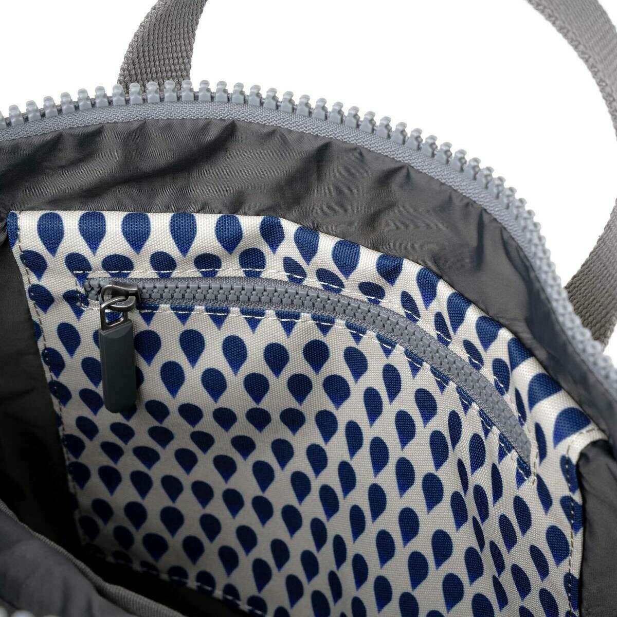 Roka Canfield B Medium Denim Rain Recycled Canvas Backpack - Blue/White - Image 4