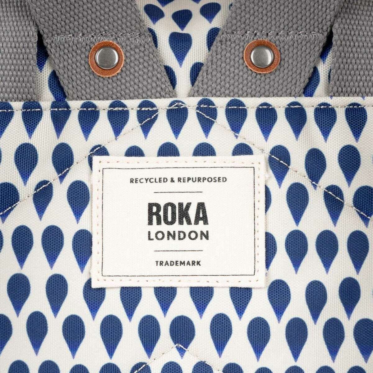 Roka Canfield B Medium Denim Rain Recycled Canvas Backpack - Blue/White - Image 7
