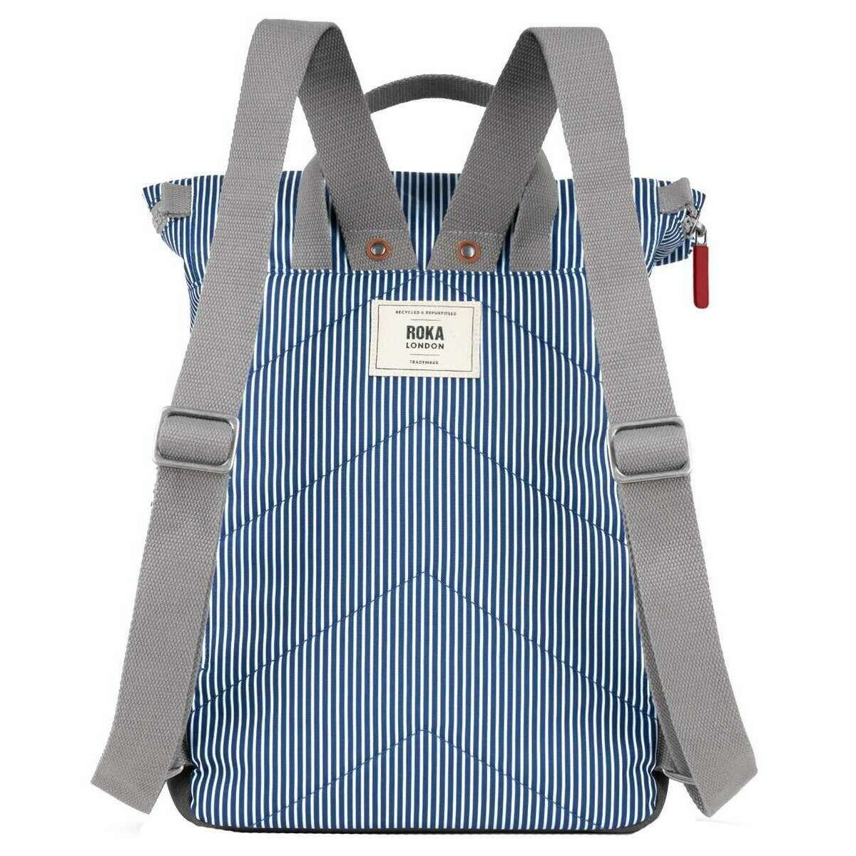 Roka Canfield B Medium Hickory with Red Recycled Canvas Backpack - Red/Blue/White - Image 2