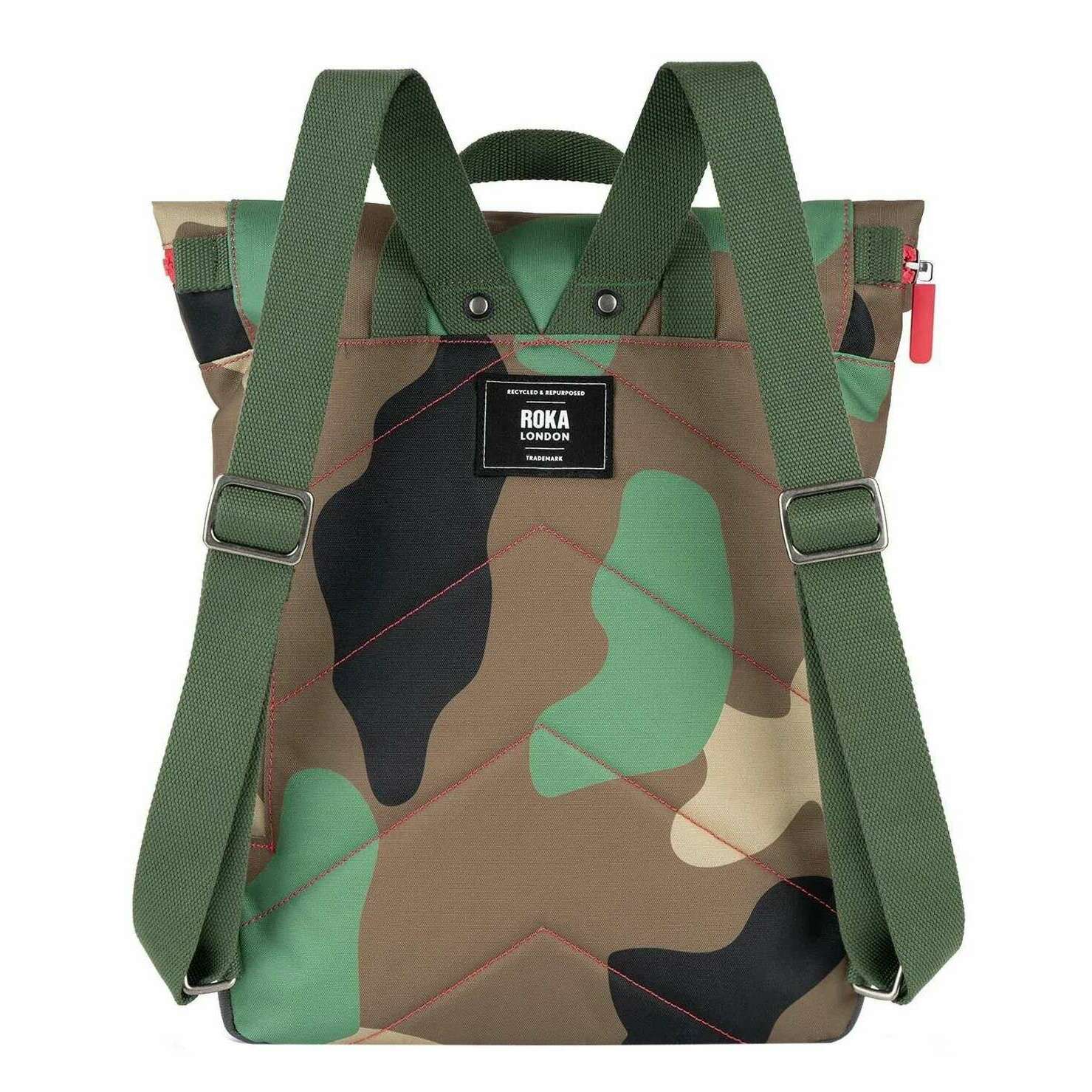 Roka Canfield B Medium Recycled Canvas Backpack - Vintage Camo Green - Image 2