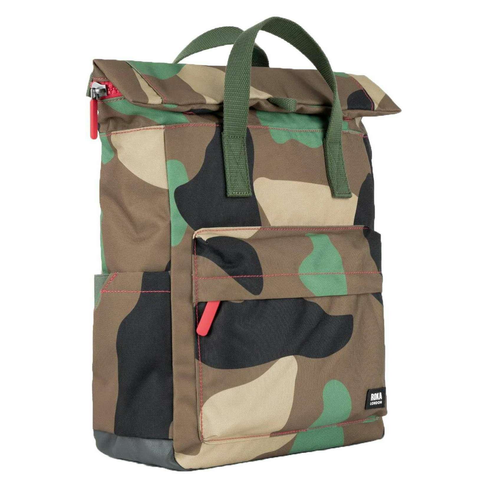 Roka Canfield B Medium Recycled Canvas Backpack - Vintage Camo Green - Image 3