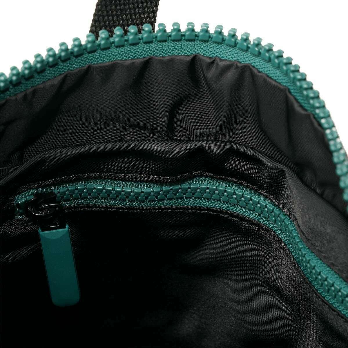 Roka Canfield B Small All Black Recycled Nylon Backpack - Black/Teal - Image 4