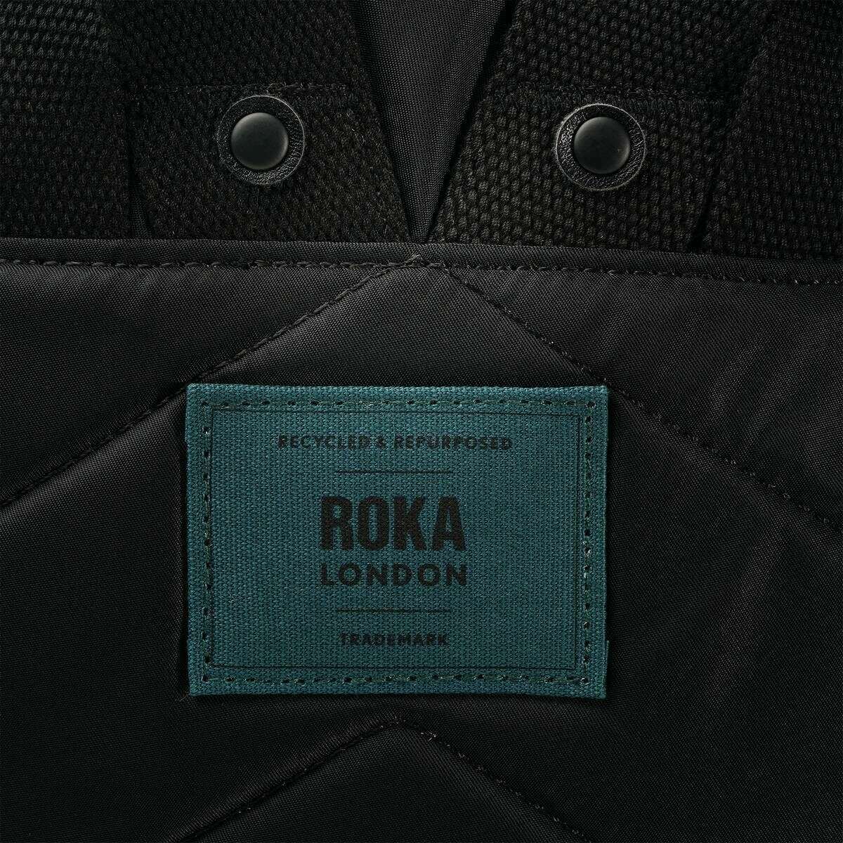 Roka Canfield B Small All Black Recycled Nylon Backpack - Black/Teal - Image 7