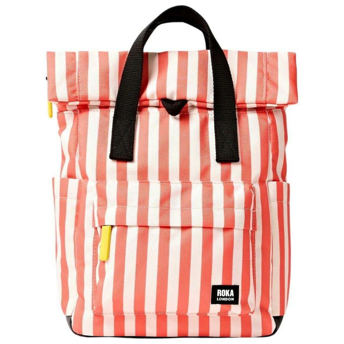 Roka Canfield B Small Recycled Canvas Backpack - Coral Stripe Pink/White