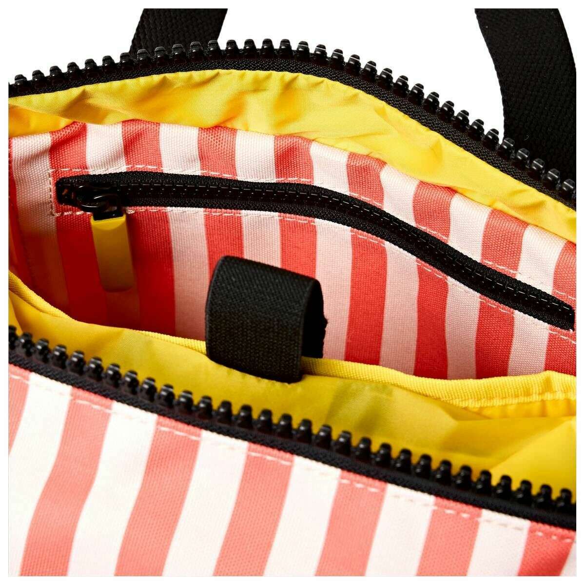 Roka Canfield B Small Recycled Canvas Backpack - Coral Stripe Pink/White - Image 4