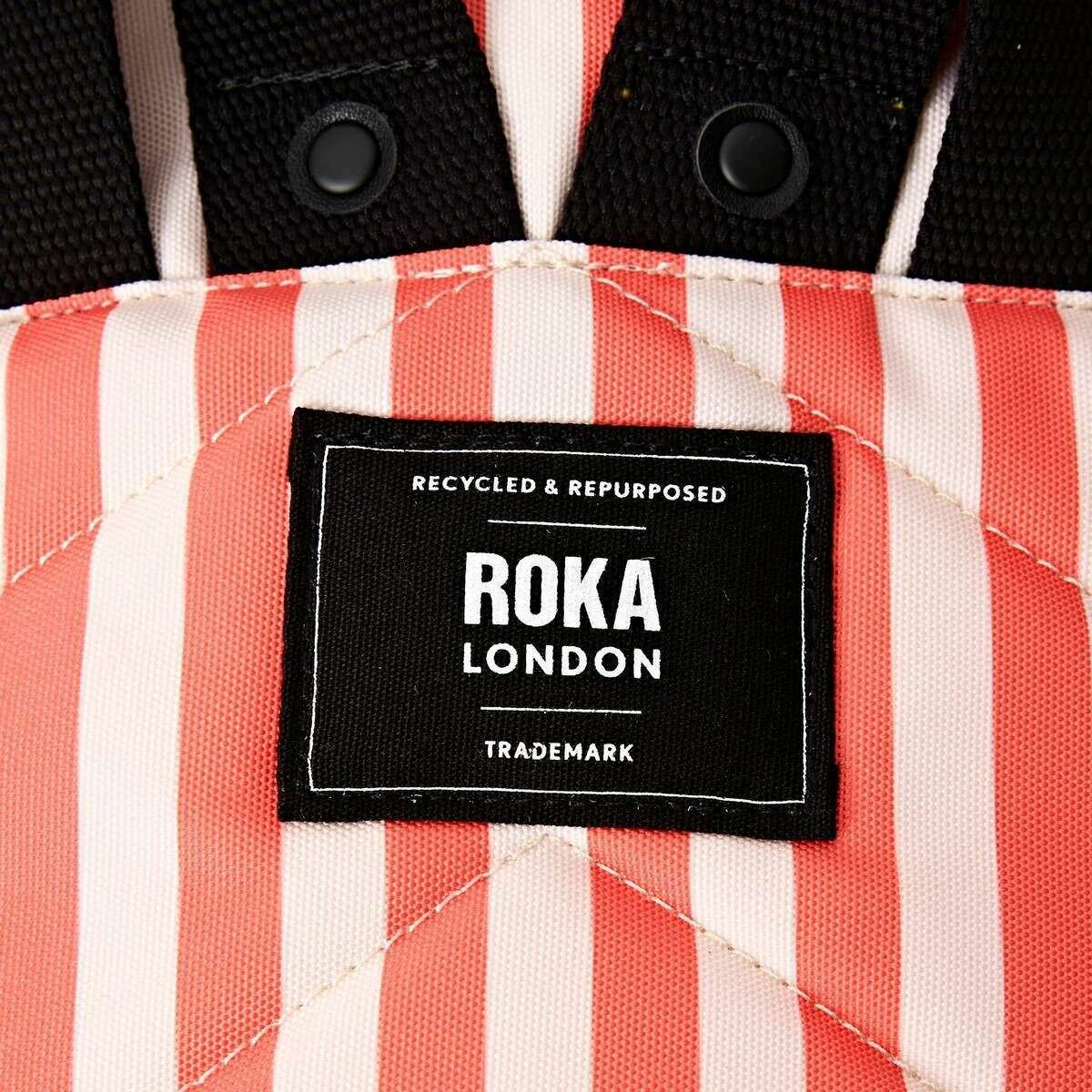 Roka Canfield B Small Recycled Canvas Backpack - Coral Stripe Pink/White - Image 6