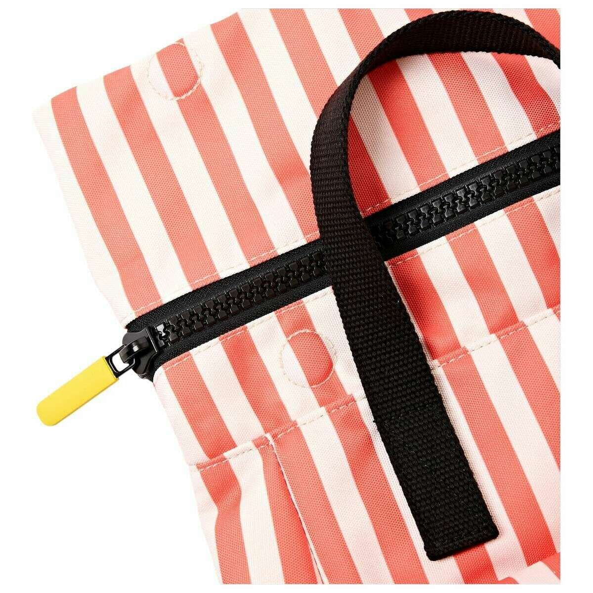 Roka Canfield B Small Recycled Canvas Backpack - Coral Stripe Pink/White - Image 7