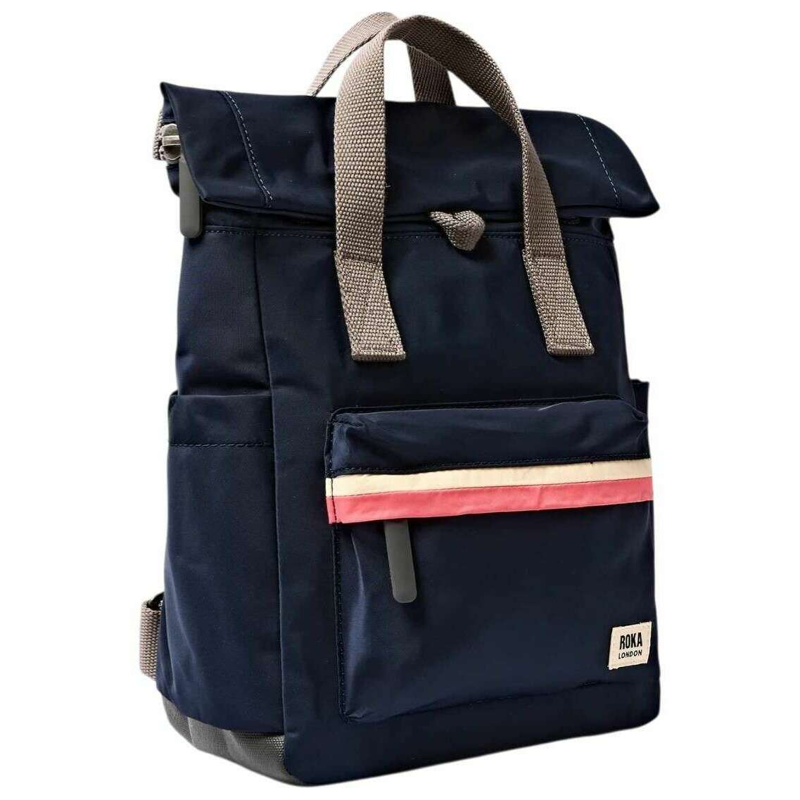 Roka Canfield B Small Recycled Nylon Backpack - Midnight Stripe Navy - Image 3