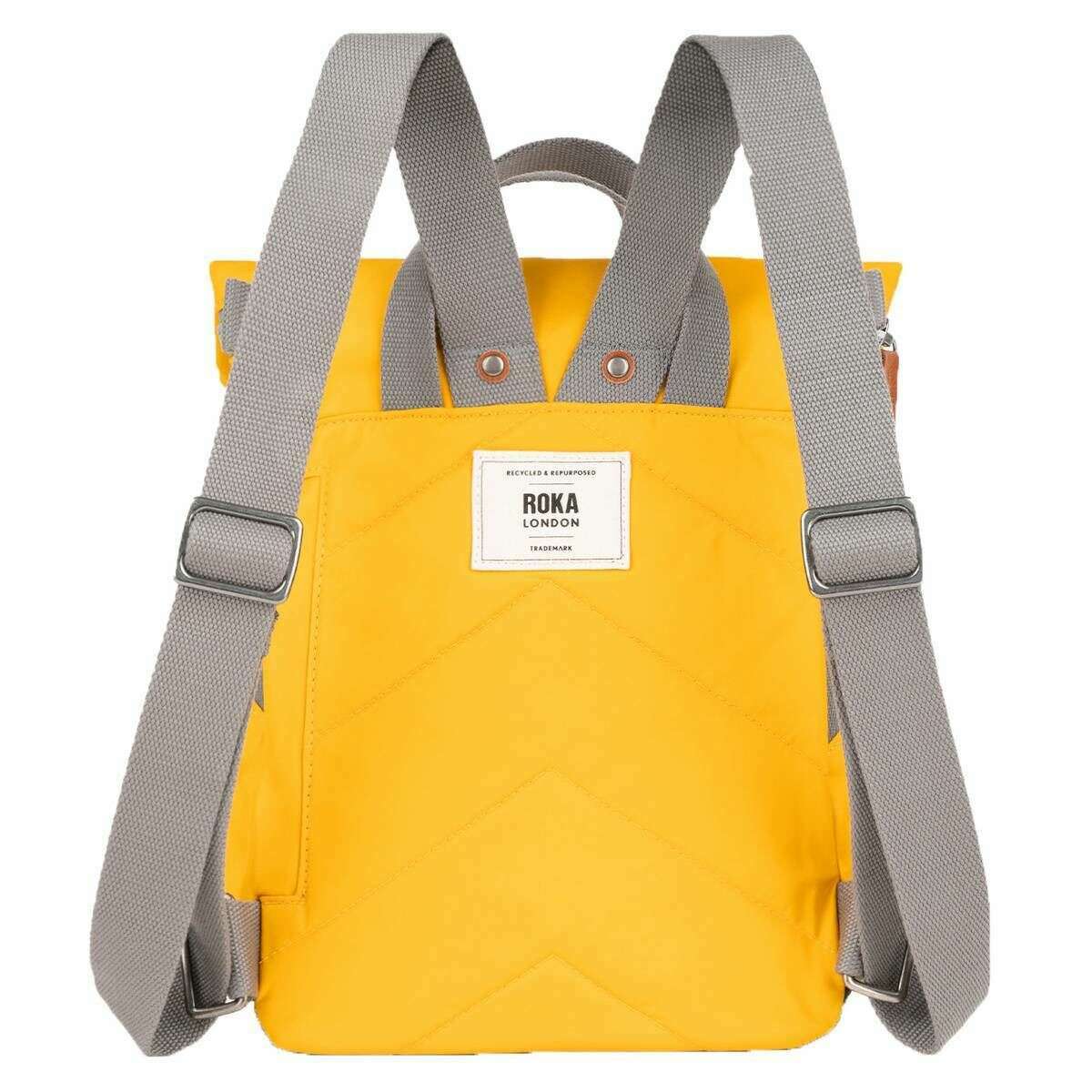Roka Canfield B Small Recycled Nylon Backpack - Saffron Yellow - Image 2