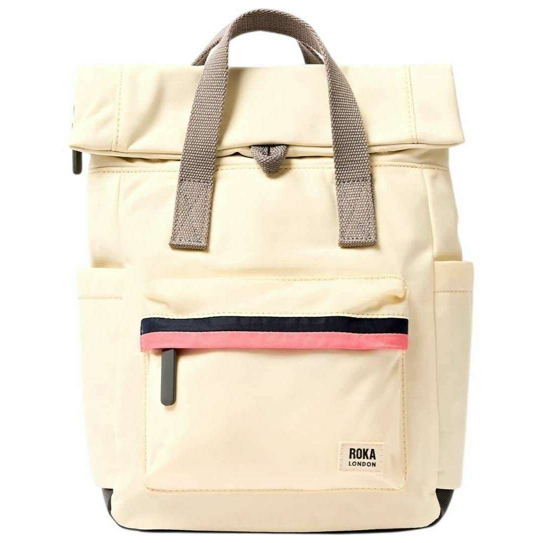 Roka Canfield B Small Recycled Nylon Backpack - Wax Paper Stripe Cream