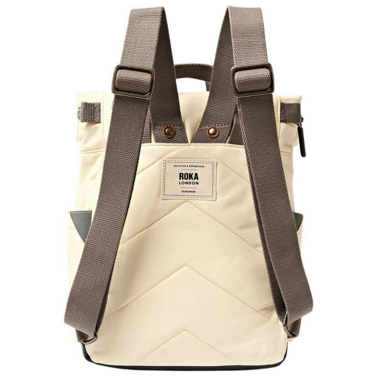 Roka Canfield B Small Recycled Nylon Backpack - Wax Paper Stripe Cream - Image 2