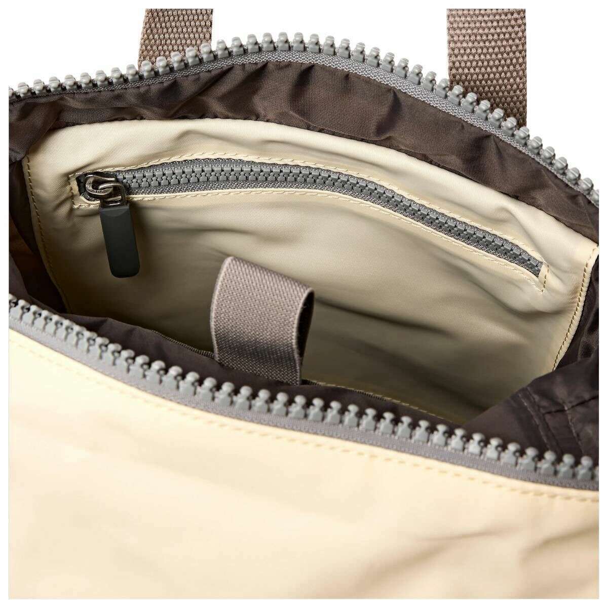 Roka Canfield B Small Recycled Nylon Backpack - Wax Paper Stripe Cream - Image 4