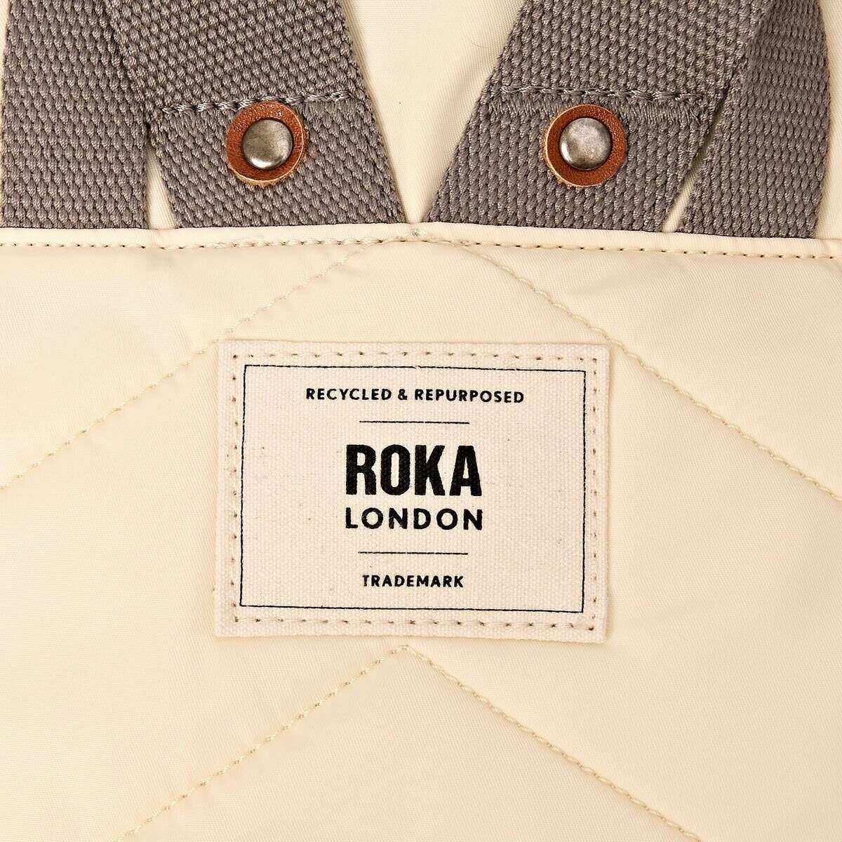 Roka Canfield B Small Recycled Nylon Backpack - Wax Paper Stripe Cream - Image 6