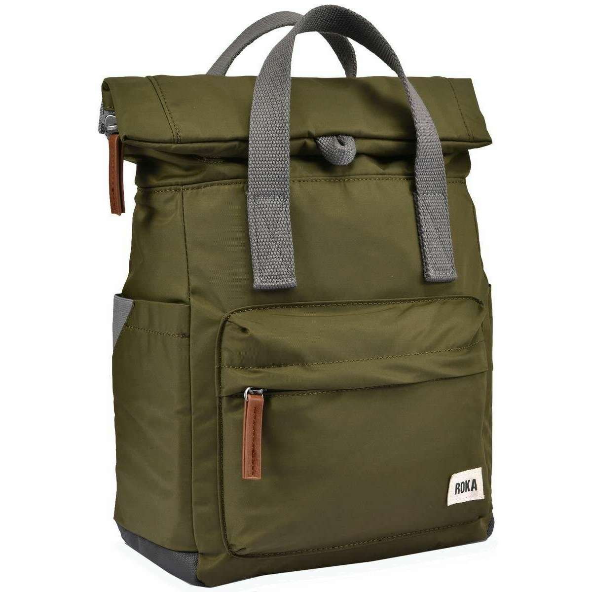 Roka Canfield B Small Sustainable Nylon Backpack - Military Green - Image 4