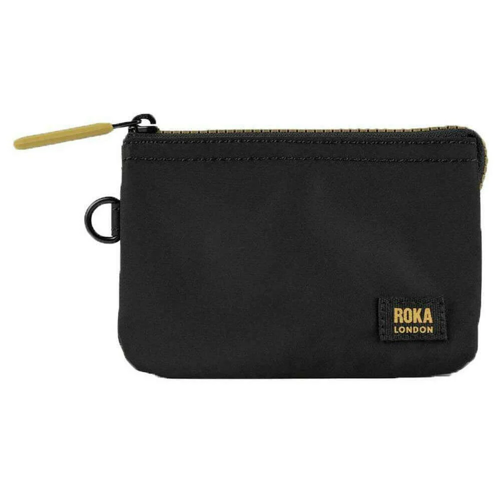 Roka Carnaby Gold Label Small Recycled Nylon Wallet - Black/Gold
