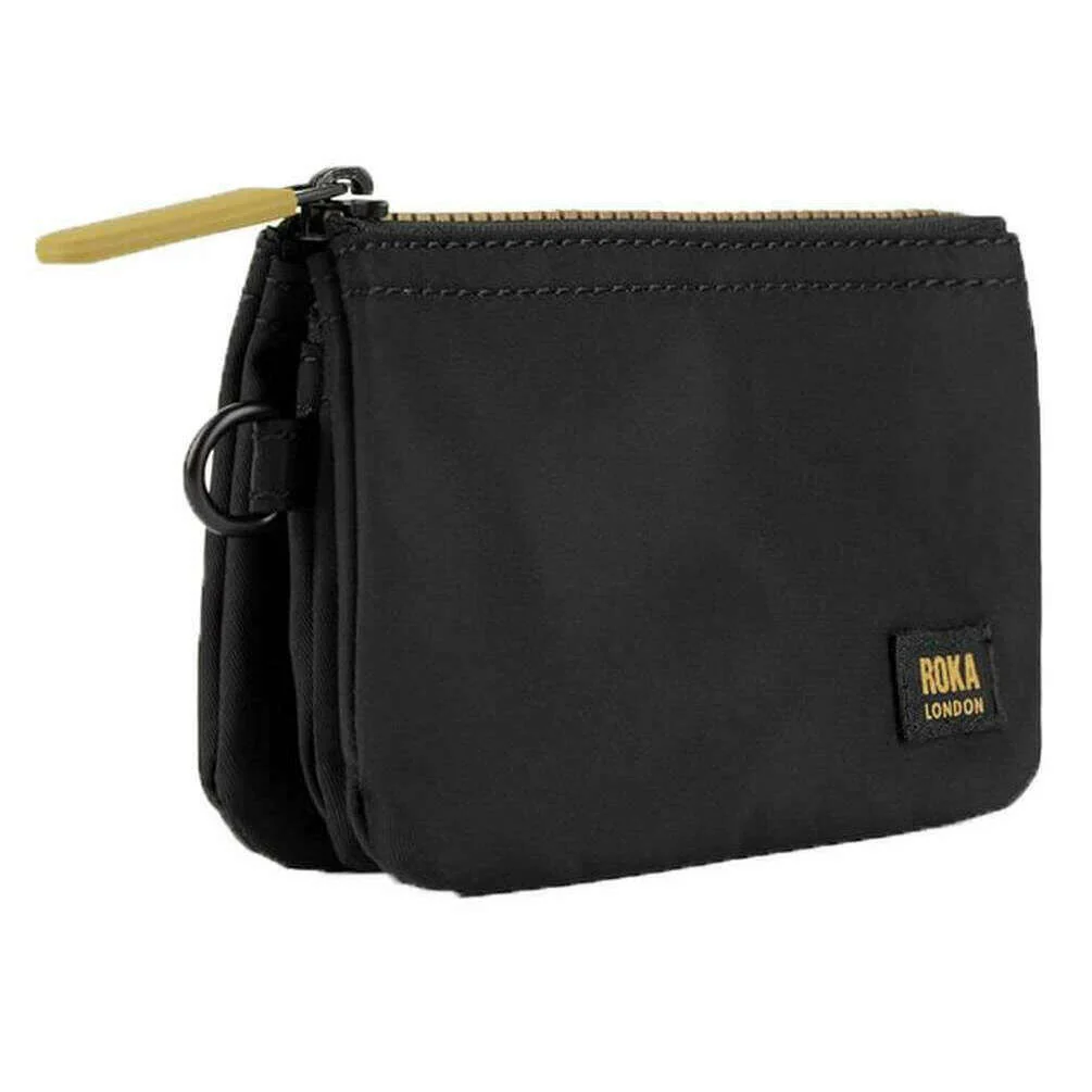 Roka Carnaby Gold Label Small Recycled Nylon Wallet - Black/Gold - Image 3