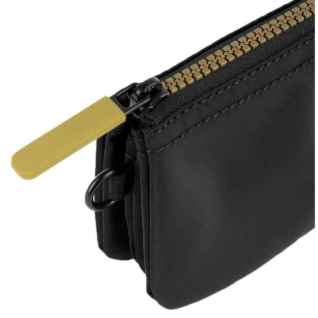Roka Carnaby Gold Label Small Recycled Nylon Wallet - Black/Gold - Image 7