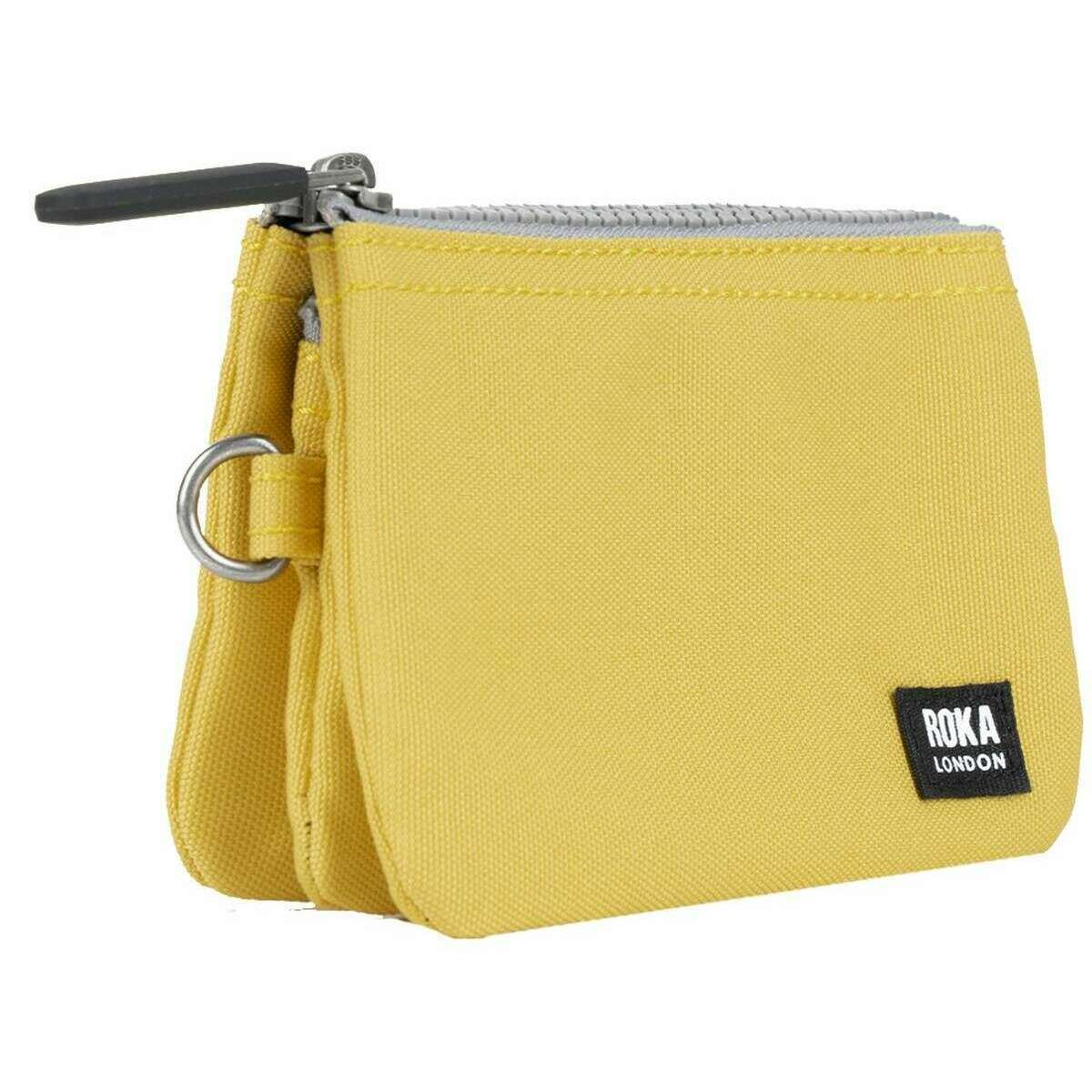 Roka Carnaby Small Black Label Recycled Canvas Wallet - Bamboo Yellow - Image 3