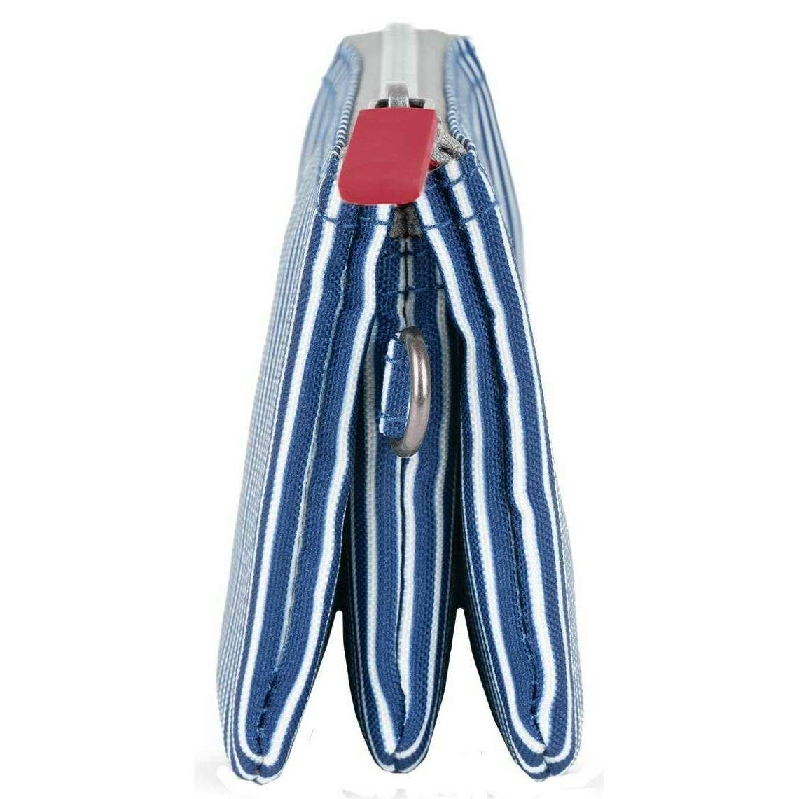 Roka Carnaby Small Hickory with Red Recycled Canvas Wallet - Red/Blue/White - Image 4
