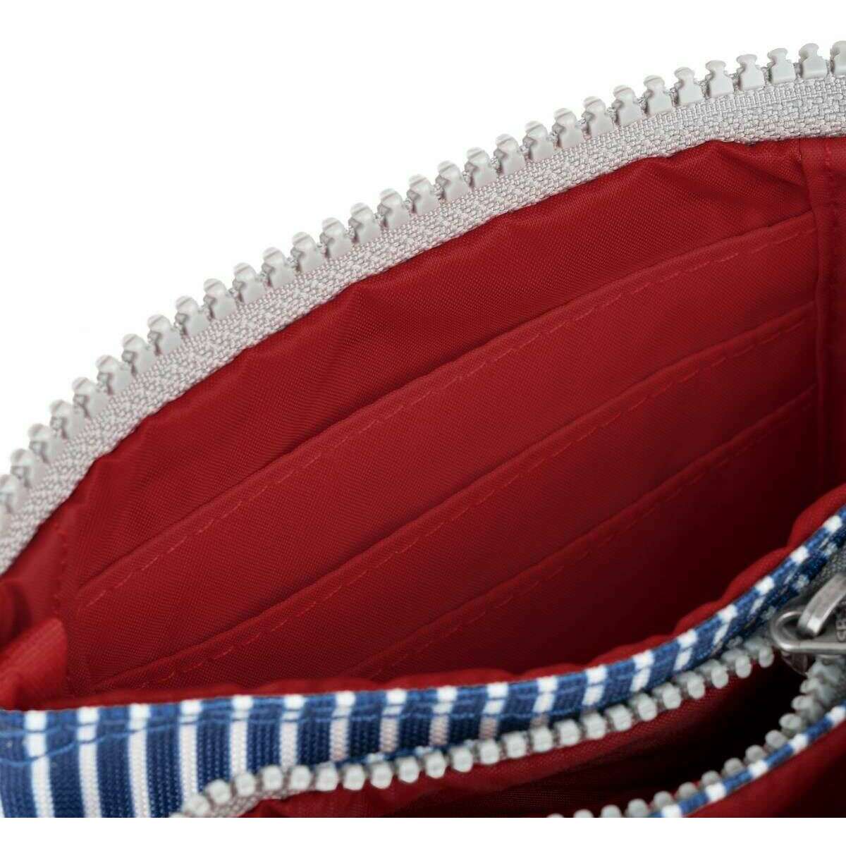 Roka Carnaby Small Hickory with Red Recycled Canvas Wallet - Red/Blue/White - Image 6