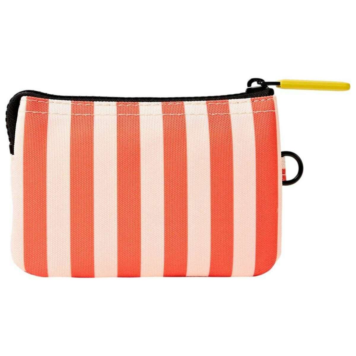 Roka Carnaby Small Recycled Canvas Wallet - Coral Stripe Pink/White - Image 2