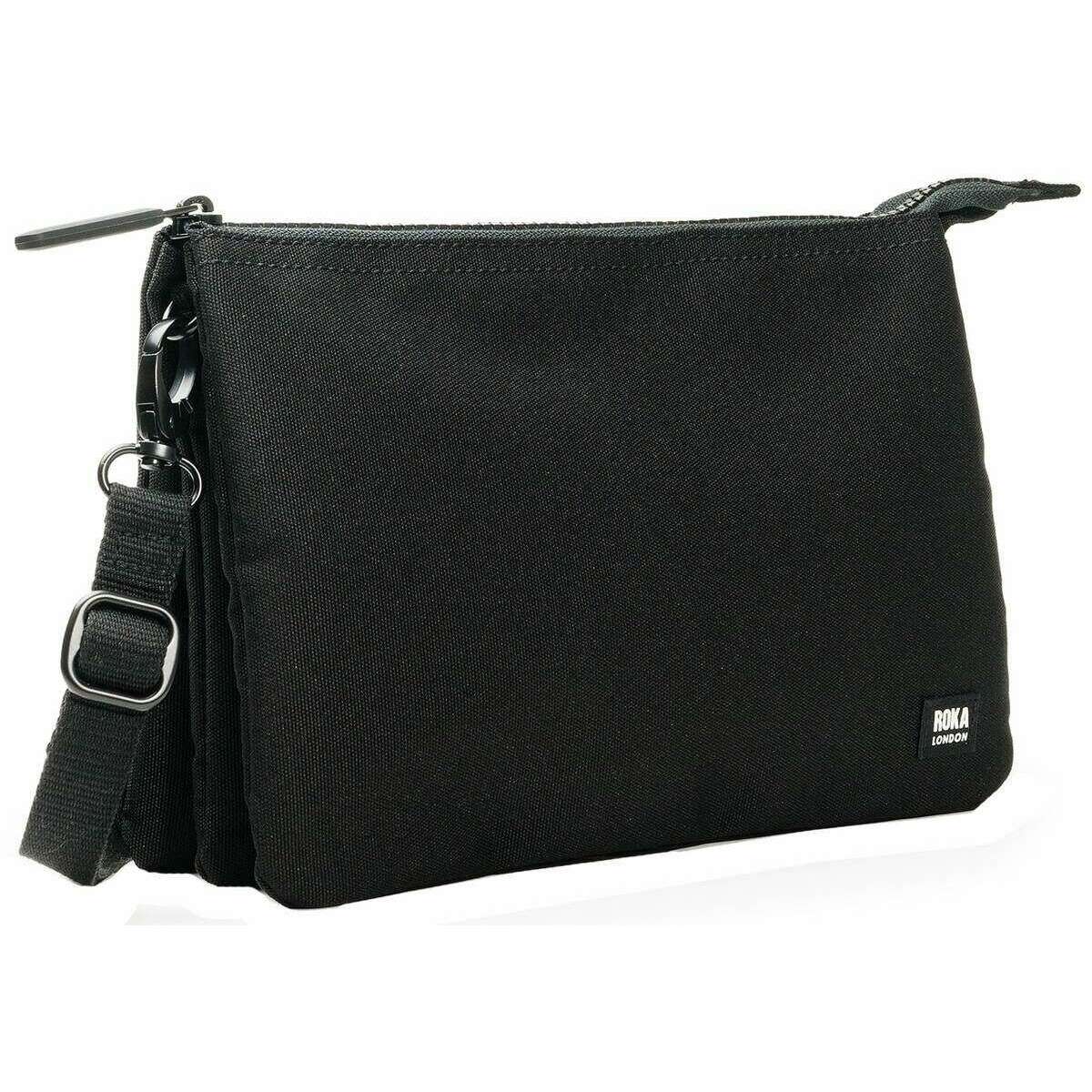 Roka Carnaby XL All Black Recycled Canvas Crossbody Bag - Ash Black - Image 4