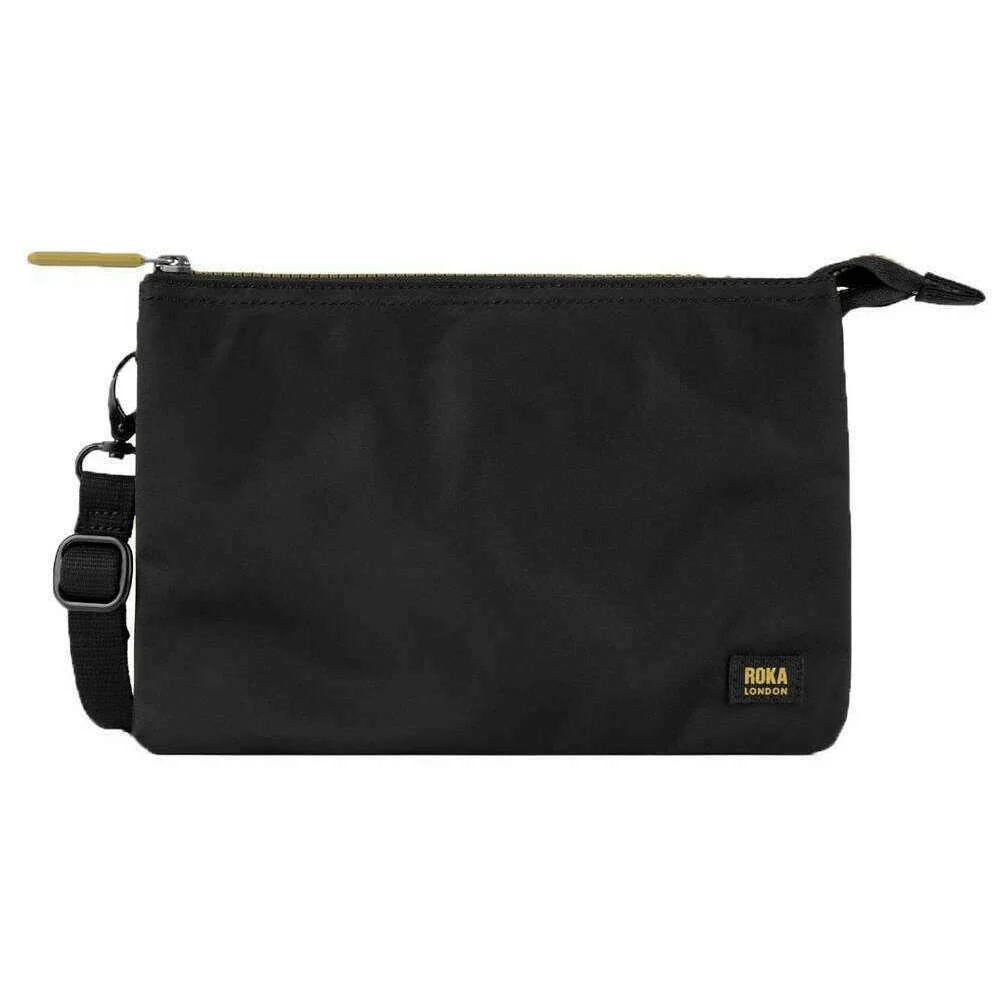 Roka Carnaby XL Gold Label Recycled Nylon Crossbody Bag - Black/Gold