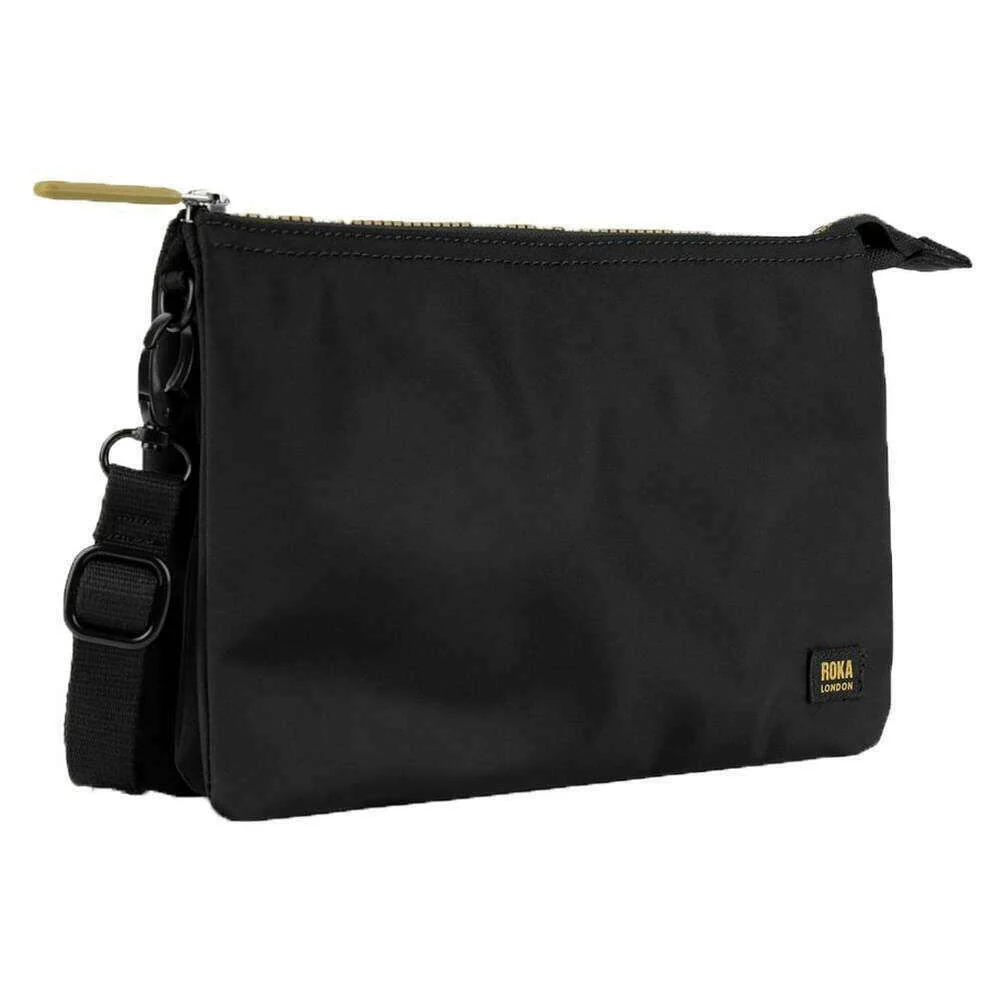 Roka Carnaby XL Gold Label Recycled Nylon Crossbody Bag - Black/Gold - Image 3