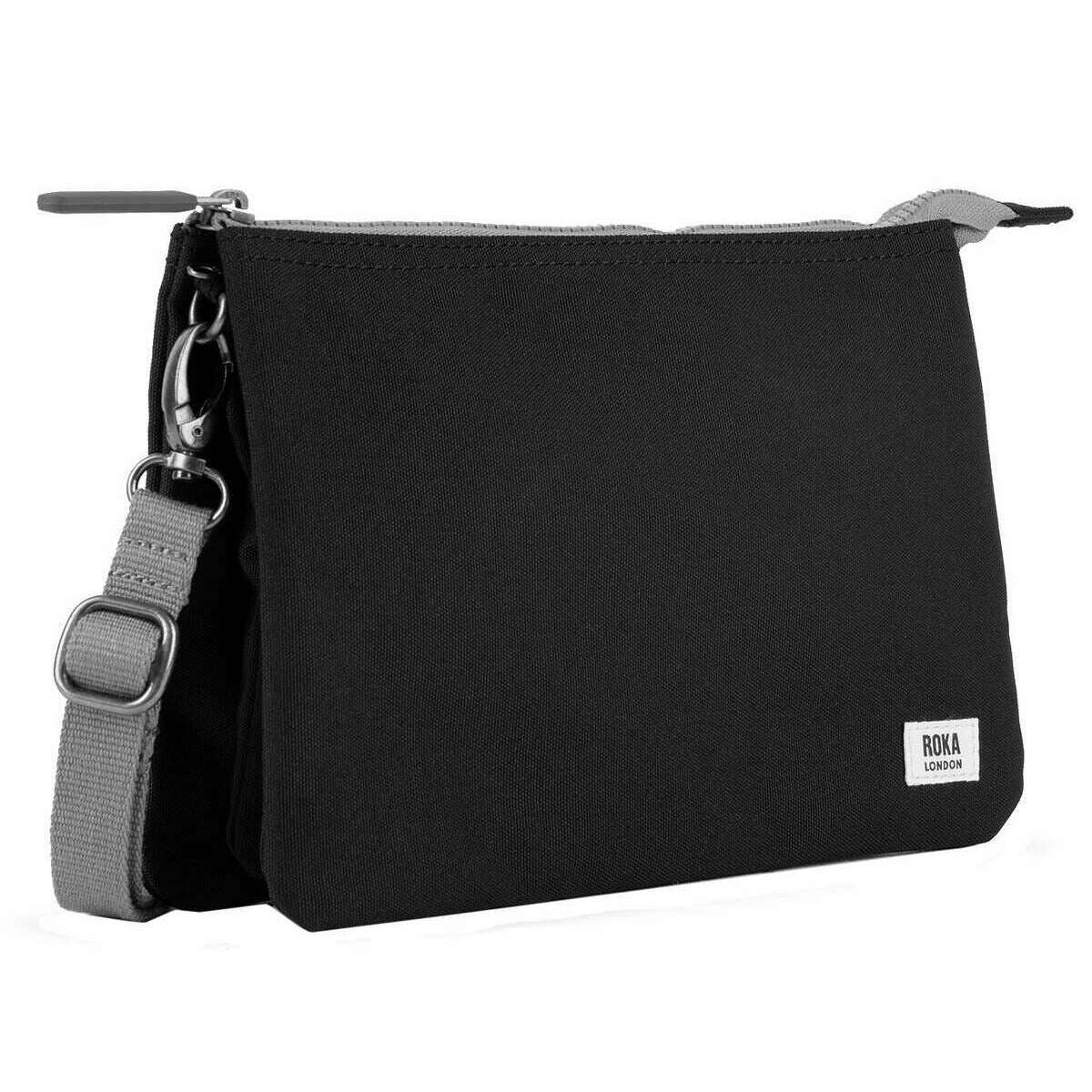 Roka Carnaby XL Recycled Canvas Crossbody Bag - Ash Grey - Image 3