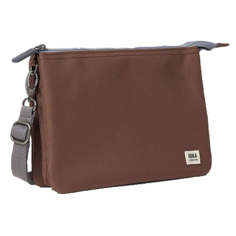 Roka Carnaby XL Recycled Canvas Crossbody Bag - Coco Brown - Image 3