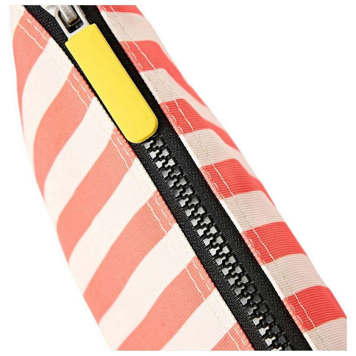 Roka Carnaby XL Recycled Canvas Crossbody Bag - Coral Stripe Pink/White - Image 5