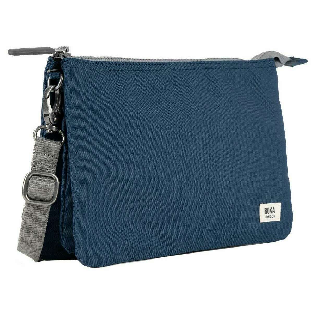 Roka Carnaby XL Recycled Canvas Crossbody Bag - Deep Blue - Image 3