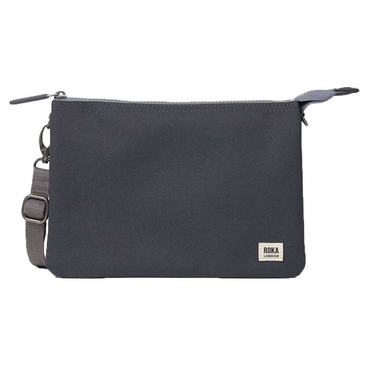 Roka Carnaby XL Recycled Canvas Crossbody Bag - Faded Black