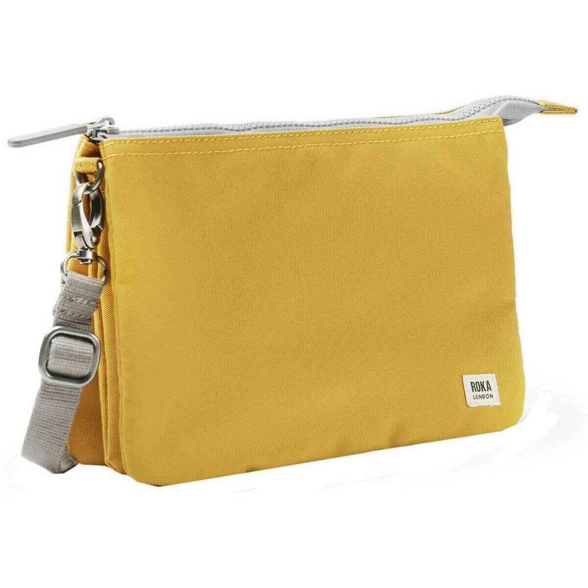 Roka Carnaby XL Recycled Canvas Crossbody Bag - Flax Yellow - Image 3