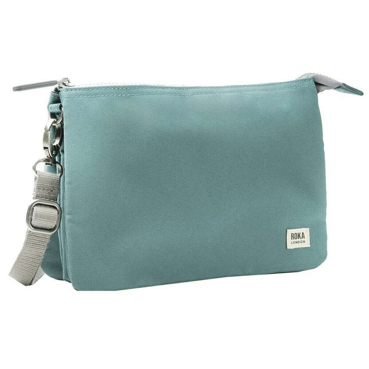 Roka Carnaby XL Recycled Canvas Crossbody Bag - Sage Blue - Image 3